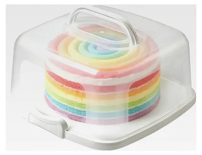 Produktbild von Kuchen Tragebox | Wiederverwendbare Lebensmittelaufbewahrung mit Griffdeckel, 25 cm Kuchen Transportbehälter - Für Torten, Muffins und Gebäck Unterwegs, Camping, Zuhause, Küche
