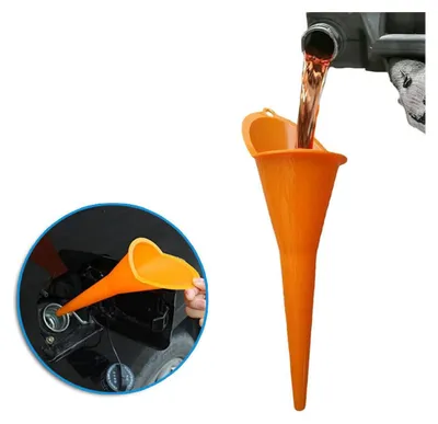 Produktbild von Oranger Kunststofftrichter für Benzin, Öl, Wasser usw. 28 cm