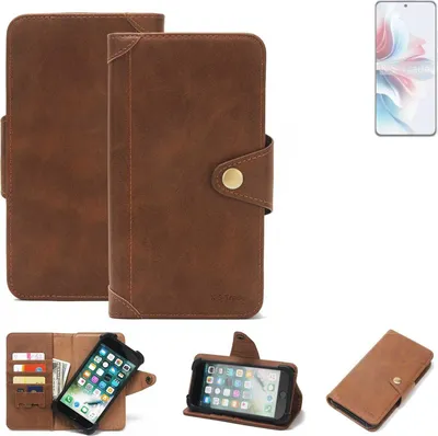 Produktbild von K-S-Trade Handyhülle kompatibel mit Oppo Reno11 A Schutz Hülle Walletcase Bookstyle Tasche Case Handytasche Wallet Flipcase Cover PolyurethanBraun (1x)