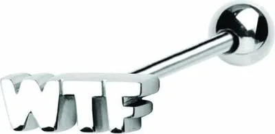Produktbild von Zungenpiercing Schmuck Stahl 316 Casting " What is the F..cK " Intim - 16.0 Millimeter