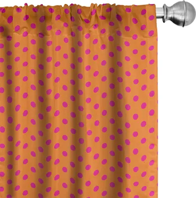 Image de ABAKUHAUS Rideaux orange et rose, voilages, illustration abstraite à pois sur fond rétro aux tons chauds, 2 pièces 75 x 225 cm, orange et rose
