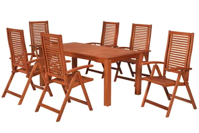 Obrázek produktu pro Merxx Zahradní nábytek Cordoba 7dílný, 6 skládacích křesel, stůl 170 x 90 cm – eukalyptus