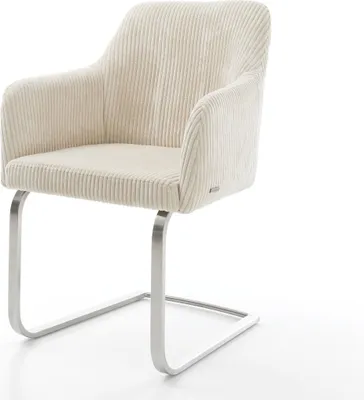 Produktbild von DELIFE Freischwinger Greg-Flex Cord Beige Freischwinger flach Edelstahl Taschenfederkern
