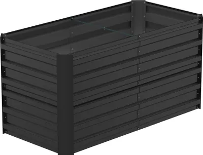 Obrázok produktu pre JOIEYOU 120x60x58cm kovový kvetináč na vyvýšené záhony, 435L pozinkovaný oceľový záhradný záhon, obdĺžnikový záhon na stavbu, vonkajší kvetináč na zeleninu kvety ovocie bylinky (čierny)