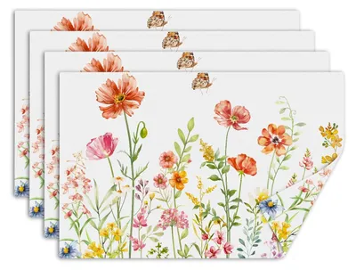 Produktbild von Elzusha – Set aus 4 Leinentischsets – 30x45 cm mit Motiv von Wildblumen