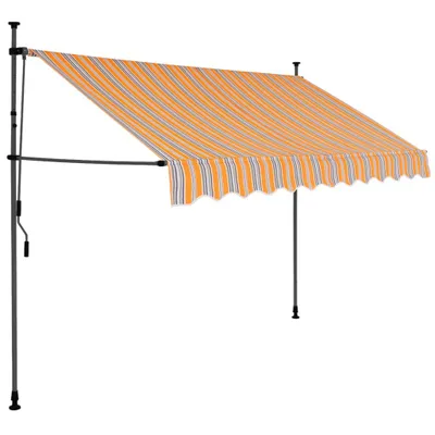 Image de vidaXL Store rétractable manuel avec LED 250 cm jaune et bleu