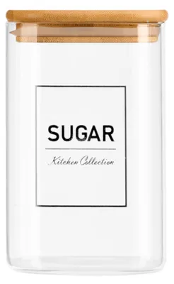 Produktbild von VIVALTO | Glasbehälter - Vorratsglas - 1,2 l - Transparent - für Zucker - mit Bambusdeckel - Glas