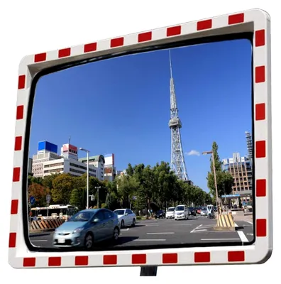 Produktbild von Verkehrsspiegel mit Reflektoren, konvex, 40x60 cm, wetterfest für Einfahrten und Ausfahrten