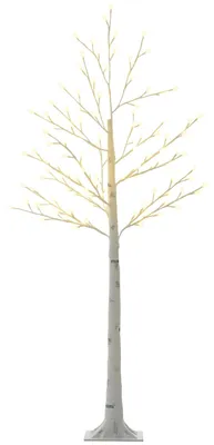 Zdjęcie produktu dla HOMCOM Drzewko świąteczne 150 cm, brzoza z 120 diodami LED w kolorze ciepłej bieli i 3 poziomami jasności