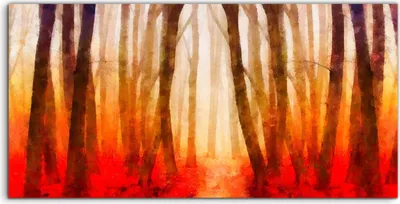 Produktbild von Coloray - Glasbild - 100x50 cm - Wandbild - Glasbilder - Foto Bild Malerei Bäume Wald Herbst