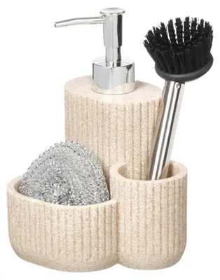 Produktbild von Arte Regal | Spülmittelspender - Spülorganizer - beige - Spülmittelspender Set - mit Bürste und Schwamm - für die Küche - Küchenorganizer
