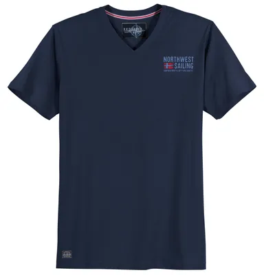 Produktbild von Redfield Übergrößen T-Shirt V-Neck navy Brustprint