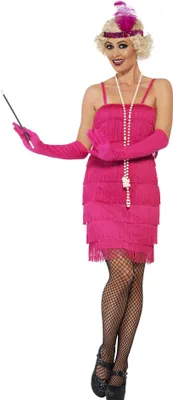 Produktbild von Pinkfarbenes Flapper Cocktailkleid mit Fransen Größe: L
