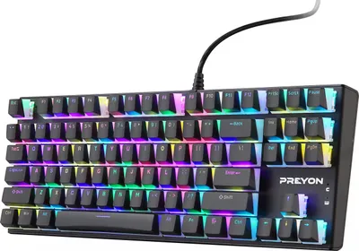 Produktbild von PREYON Brown Blitz Claw Gateron Brown Tastatur, Aluminiumgehäuse, austauschbare Pudding/Schwarz PBT Tastenkappen, RGB, Antighosting, Gaming