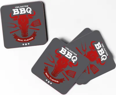 Produktbild von 45 Bierdeckel Bierfilz BBQ Untersetzer Grillparty Glasuntersetzer Unlimited BBQ