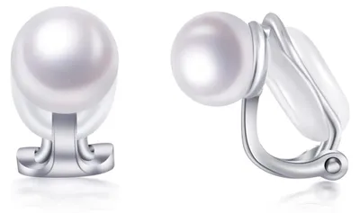 Produktbild von Damenoorclips mit 8 mm Süßwasserperlen, ohne Ohrlöcher, Paar, für Damen