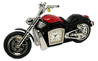 Produktbild von Designer Tischuhr Motorrad I schwarz aus Metall