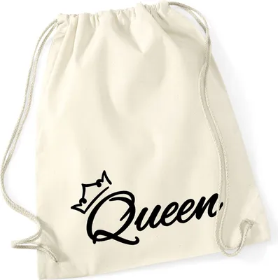 Produktbild von Huuraa Turnbeutel Queen Krone 12 Liter Natural Baumwolle Rucksack Geschenkidee