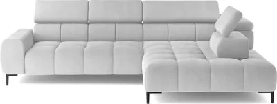 Produktbild von DomoHome Ecksofa PLAZA-L Stoff SOLAR Eckcouch Inkl. Mit Bequemer, Flauschiger Rückenlehne / Longchair Rechts / Industrial Style / L-Form Rechte | 300x99x216 cm | WEISS