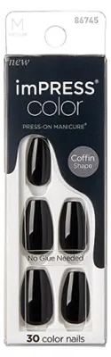 Image de Kiss My Face - imPRESS Color MC All Black Nails - Samolepící nehty ( 30 ks )