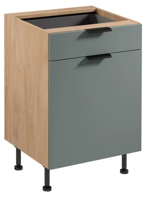 Image de Meuble bas à tiroir SALERNO - largeur 60 cm, chêne vert + buffet OFFERT