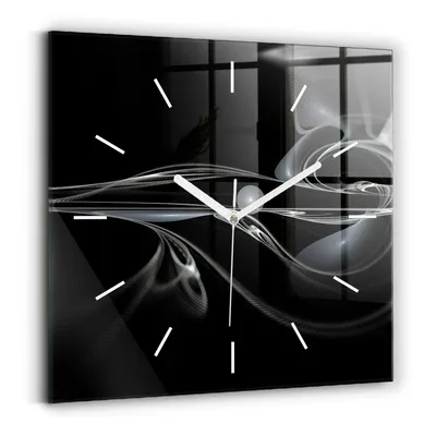 Produktbild von Wallfluent Wanduhr – Stilles Quarzuhrwerk - Uhr Dekoration Wohnzimmer Schlafzimmer Küche - Zifferblatt mit Striche - weiße Zeiger - 30x30 cm - Abstrakter Rauch