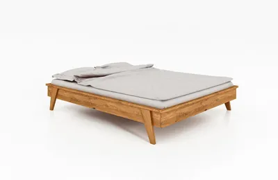 Produktbild von Bett Jetro 3 Sonderlänge 120x220 Wildeiche massiv ohne Kopfteil mit Holzbeinen