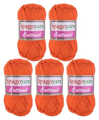 Produktbild von Strickgarn Baumwolleel Uni 5 x 100g Häkelgarn Strickwolle Handstrickgarn Farbwahl, Farbe:intensivorange