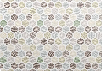Produktbild von Sechsecke Mit Streifen – Bodenschutzmatte – Rutschfest – Schutzmatte für Büro – Vinylmatte – Stuhlunterlage  – 100 x 100 cm