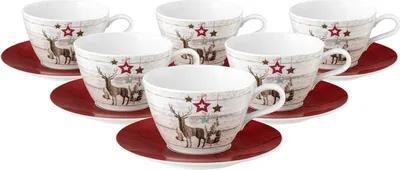 Produktbild von Seltmann Weiden Life Christmas Milchkaffeetasse mit Untertasse 370 ml 6er Set
