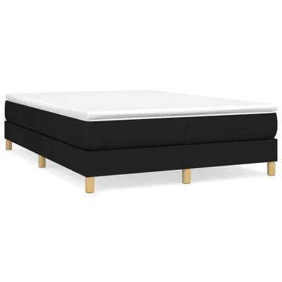 Image de vidaXL Lit boxspring avec matelas noir 140x200 cm Tissu