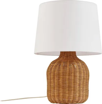 Produktbild von Lindby Tischleuchte Lirenda, Höhe 52 cm, Rattan, natur/weiß