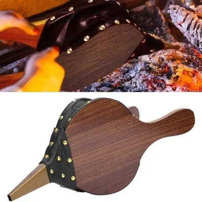 Image de Soufflet pour briquet à bois - Soufflet pour barbecue de camping, foyer extérieur, poêle à bois - 15,7 x 7 pouces