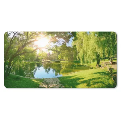 Produktbild von MuchoWow® Mauspad Mousepad Bäume - See - Sonne - Gras - Natur 60x30 cm - Mousepads - Maus Mat - Pad - Mausunterlage - Nachhaltig