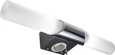 Immagine prodotto di B.K.Licht Mithra, Luce LED da specchio, lampada da muro per bagno con 2 lampadine E14 incluse, luce calda 3000K, 2x470Lm, corpo metallo cromato e vetro bianco