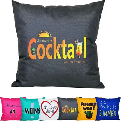 Produktbild von JACK 50x50cm Motiv Outdoor Lounge Kissen Dekokissen inkl. XXL-Füllung Wasserabweisend Sitzkissen Garten Stuhl Lotus Effekt lustig, Farbe:Cocktail