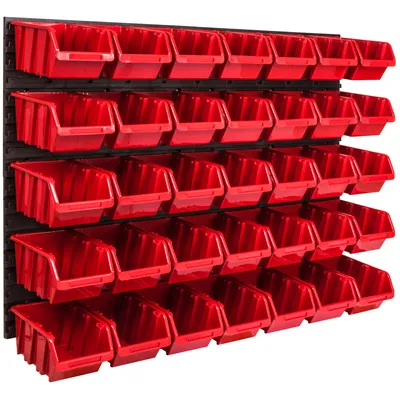 Obrázok produktu pre Nástenný panel na náradie 115,2 x 78 cm s 35  ks. Krabice závesný Červené Boxy Skladovací systém