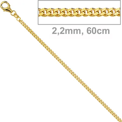 Produktbild von JOBO Panzerkette 585 Gelbgold diamantiert 2,2 mm 60 cm Gold Kette Halskette Karabiner