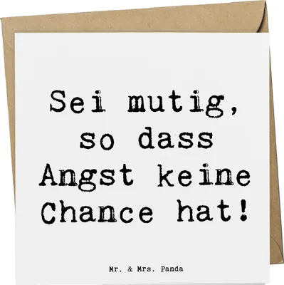 Produktbild von Mr. & Mrs. Panda Grußkarte Spruch Angst überwinden - Weiß - Geschenk, Zuversicht, doppelkarte, Stärke, Motivation, Freiheit, Vertrauem, Gefühle, Klappkarte, faltkarte
