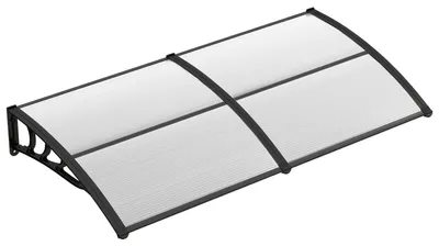 Image de Abri de porte - 199 x 99 cm - Aluminium et polycarbonate - Noir - Toile de protection pour porte d'entrée