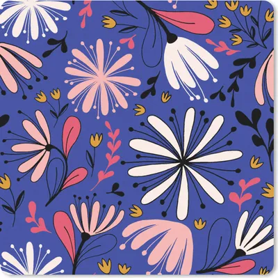 Produktbild von MuchoWow® Mauspad Mousepad Muster - Abstrakt - Blumen 20x20 cm - Mousepads - Maus Mat - Pad - Mausunterlage - Desk Mat - Bureauartikeln