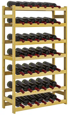Produktbild von Weinregal, 7 Etagen, für 42 Flaschen, Kippschutz, Kiefernholz, 63x25x102cm, Natur
