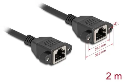 Obrázok produktu pre DeLOCK 90785, 2 m, Cat6a, S/FTP (S-STP), RJ-45, RJ-45, Čierna