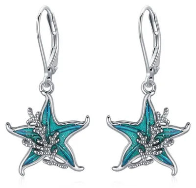 Image de Boucles d'oreilles pour femmes en argent sterling 925 avec motif d'étoiles de mer