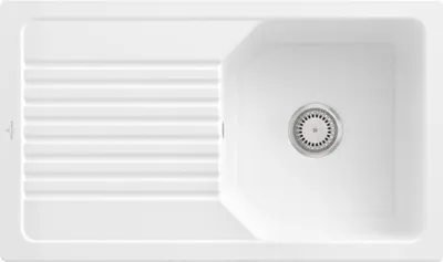 Produktbild von Villeroy & Boch 338501R1 Linara 50 Keramikspüle Einbauspüle Unterschrankbreite ab 50 cm Weiß Alpin mit Handbetätigung - inkl.