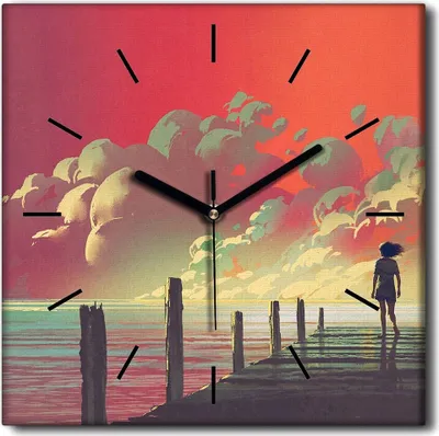 Produktbild von Coloray Uhr auf Leinwand 30x30 cm Wand Uhr Dekoration Wohnzimmer Segeltuch schwarze Hände -Weibliche Kunst Art.