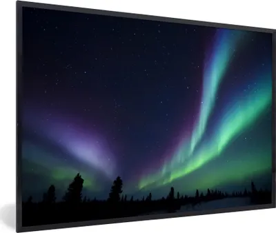 Produktbild von MuchoWow® MuchoWow® Gerahmtes Poster Nordlichter - Park - Kanada 90x60 cm - Poster mit zchwarzem Bilderrahmen - Fotorahmen - Foto-Plakat