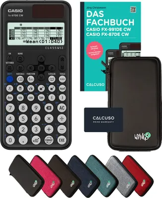 Produktbild von Casio fx-87DE CW inkl. Schutztasche Schwarz & Fachbuch (160 Seiten, DIN A5) – Wissenschaftlicher Rechner  – Smart Set