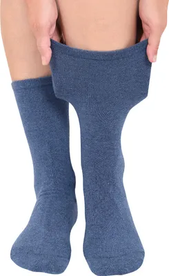 Produktbild von KB Diabetiker Socken ohne Gummi extra weit dehnbar venenfreundlich Herrensocken Damensocken blau Größe 47-50