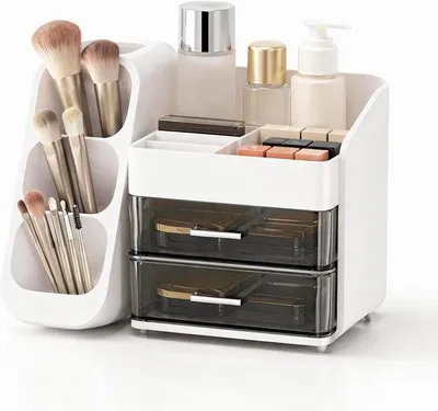 Produktbild von Make-up-Organizer mit 2 Schubladen – multifunktional – geräumiger Stauraum – für einen ordentlichen Schminktisch